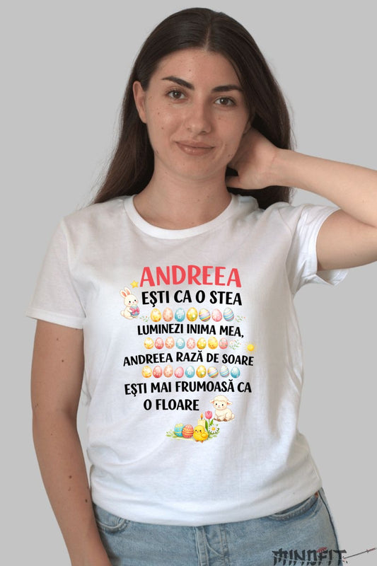 Tricou Personalizat Cu Nume Esti Ca O Stea dama alb