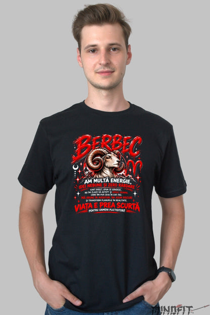 Tricou barbat Berbec Cu Zero Rabdare barbat negru