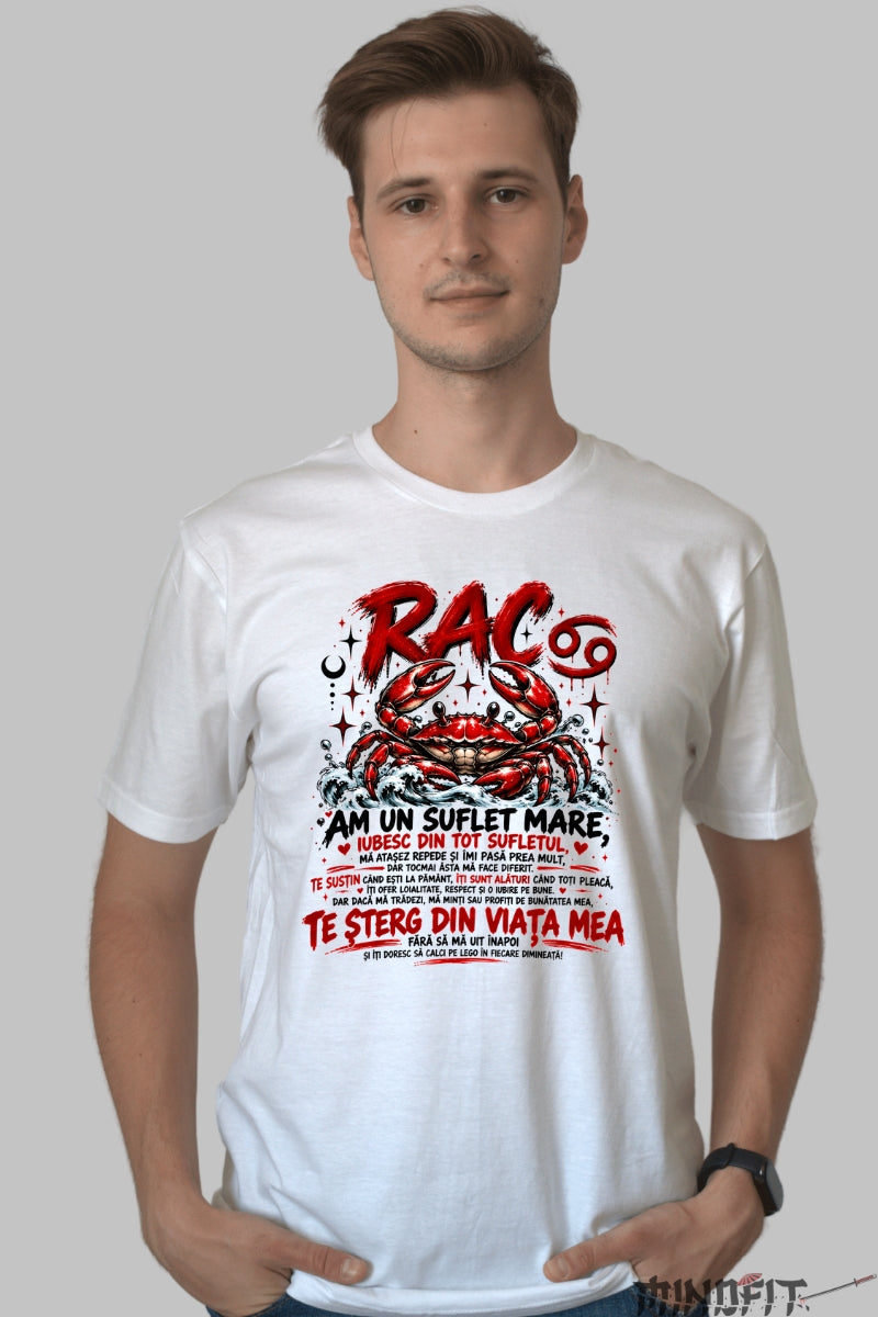 Tricou barbat Rac Cu Suflet Mare barbat alb