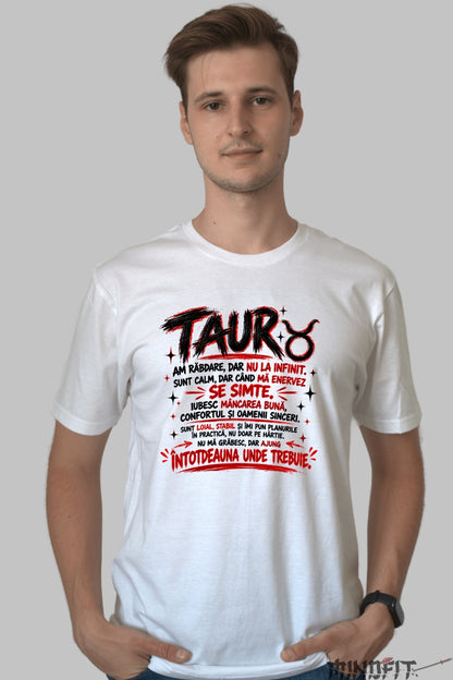 Tricou barbat Taur Cu Rabdare Limitata barbat alb