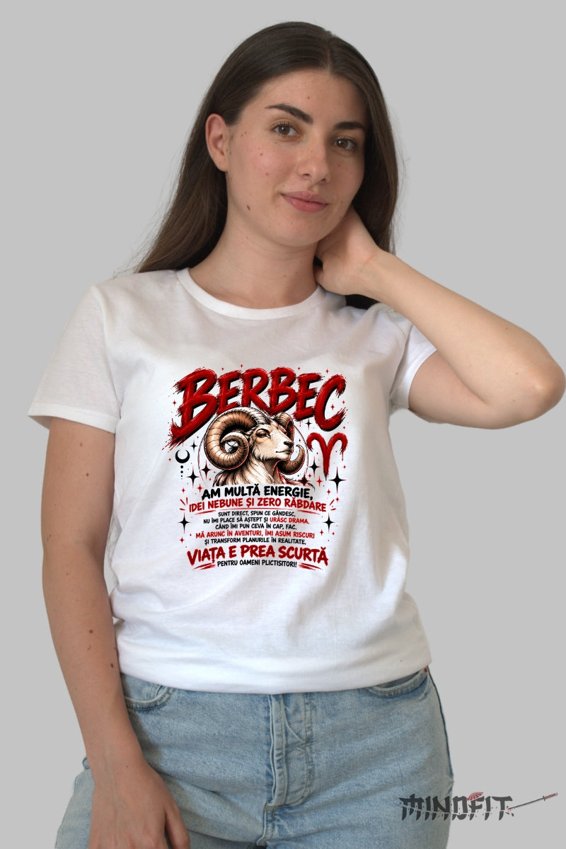 Tricou dama Berbec Cu Zero Rabdare dama alb