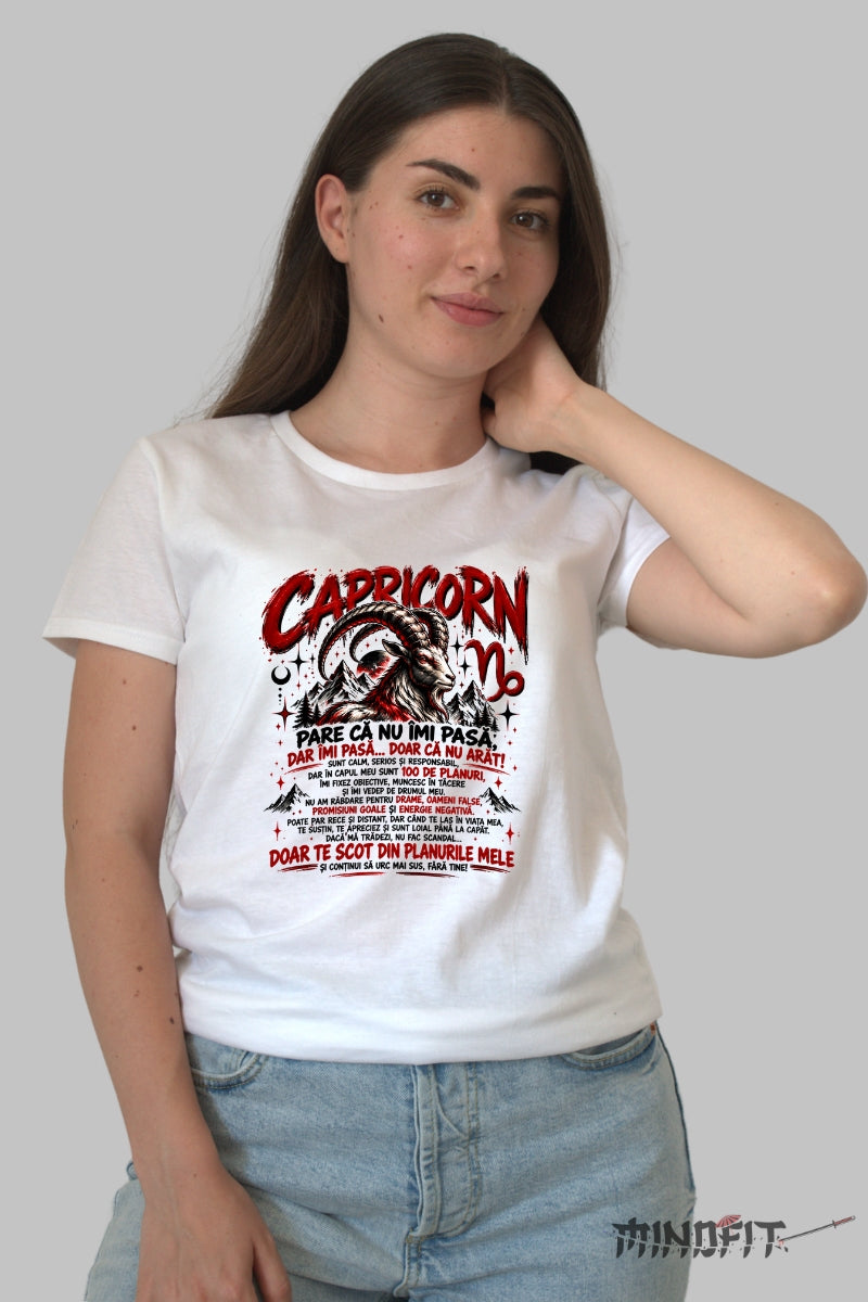 Tricou dama Capricorn Cu 100 De Planuri dama alb