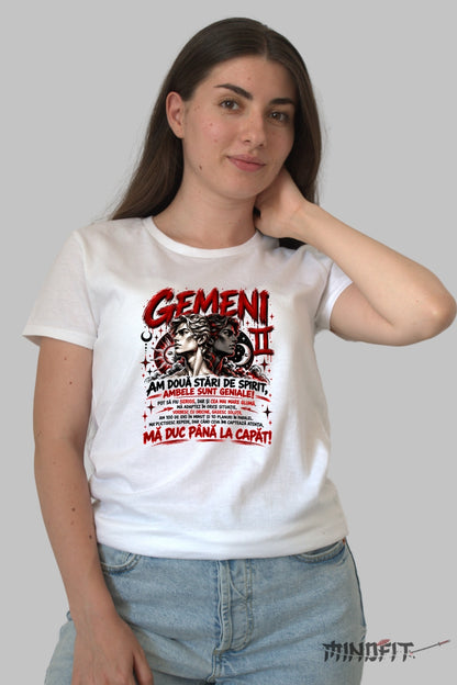 Tricou dama Gemeni Cu Doua Stari De Spirit dama alb