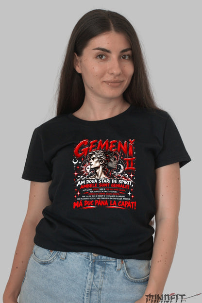 Tricou dama Gemeni Cu Doua Stari De Spirit dama negru