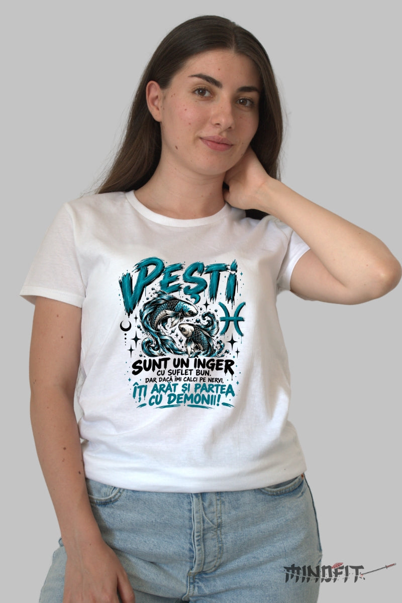 Tricou dama Pesti Cu Suflet Bun dama alb