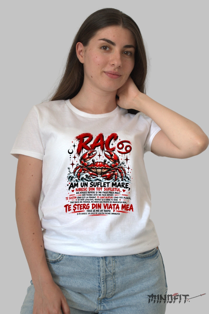 Tricou dama Rac Cu Suflet Mare dama alb