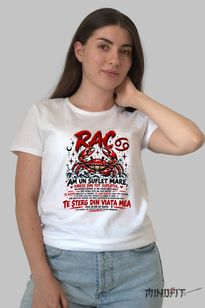 Tricou dama Rac Cu Suflet Mare dama alb