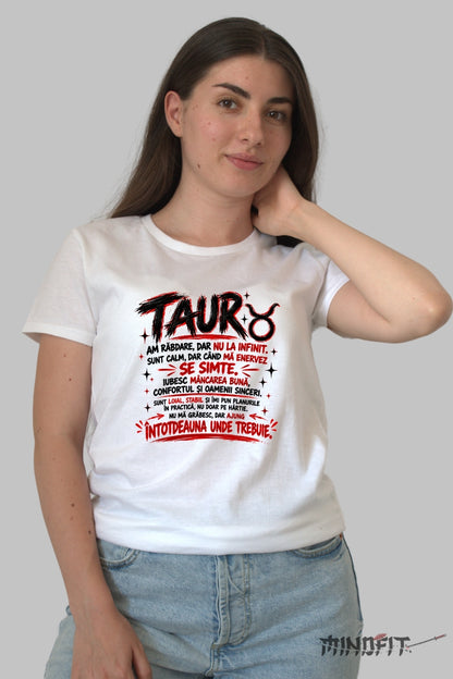 Tricou dama Taur Cu Rabdare Limitata dama alb