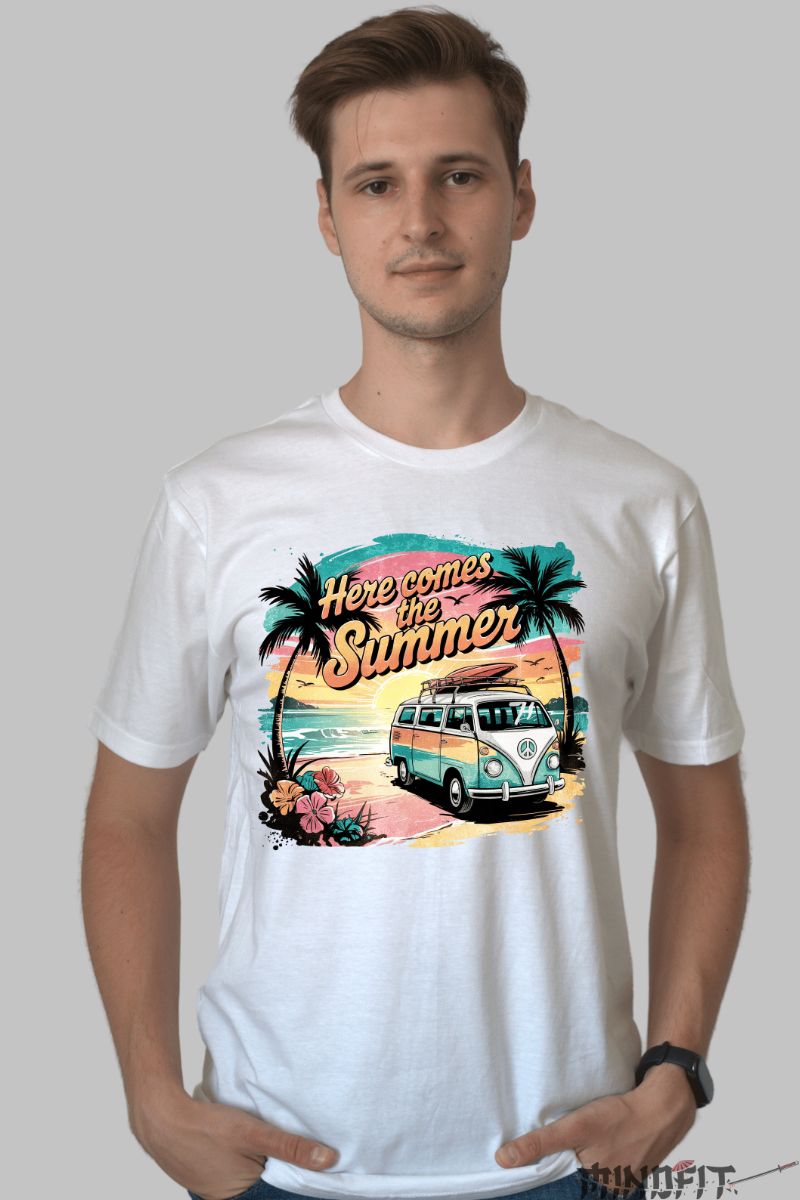 Tricou de vara - Here Comes The Summer barbat alb