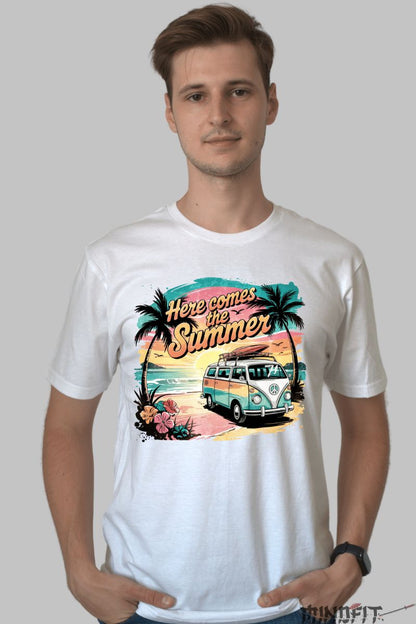 Tricou de vara - Here Comes The Summer barbat alb