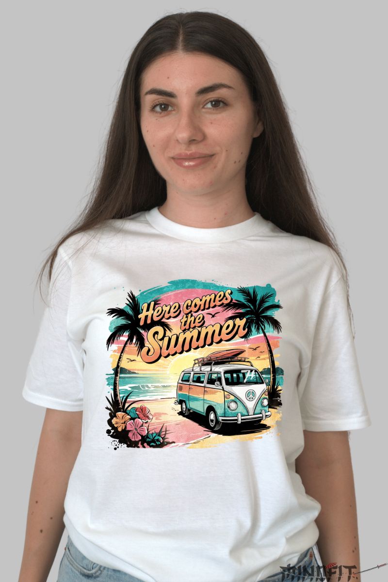 Tricou de vara - Here Comes The Summer dama alb