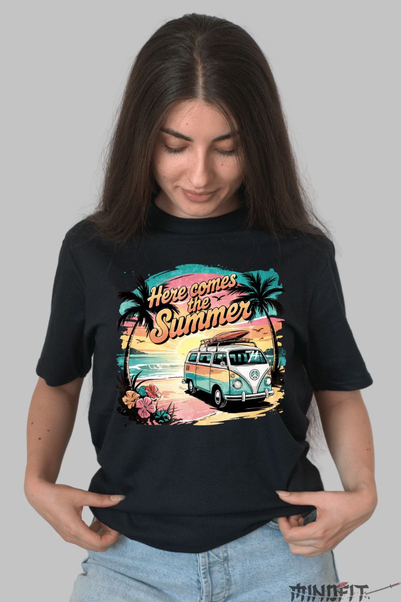 Tricou de vara - Here Comes The Summer dama negru