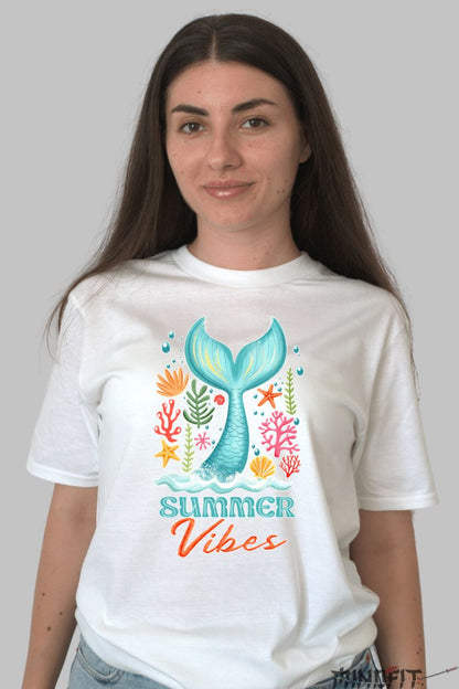 Tricou de vara – Summer Vibes Sirena dama alb