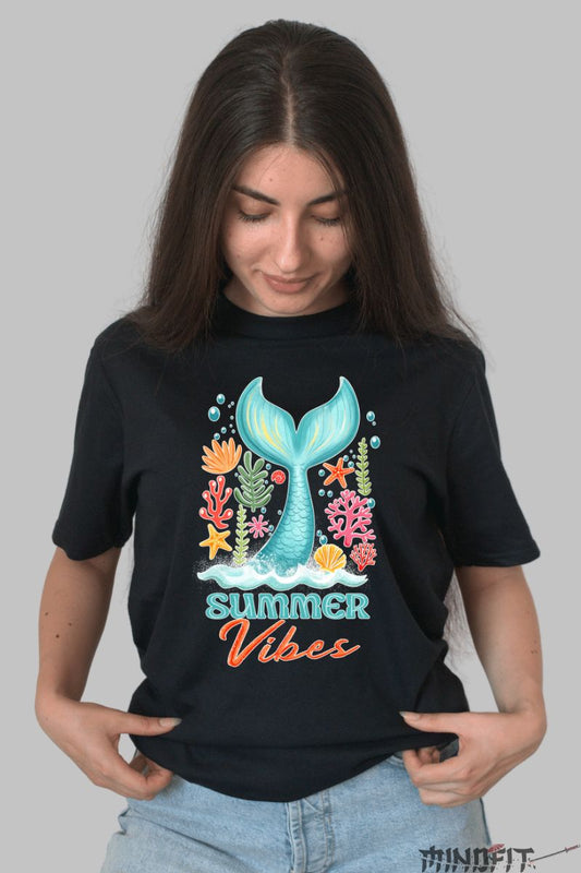 Tricou de vara – Summer Vibes Sirena dama negru