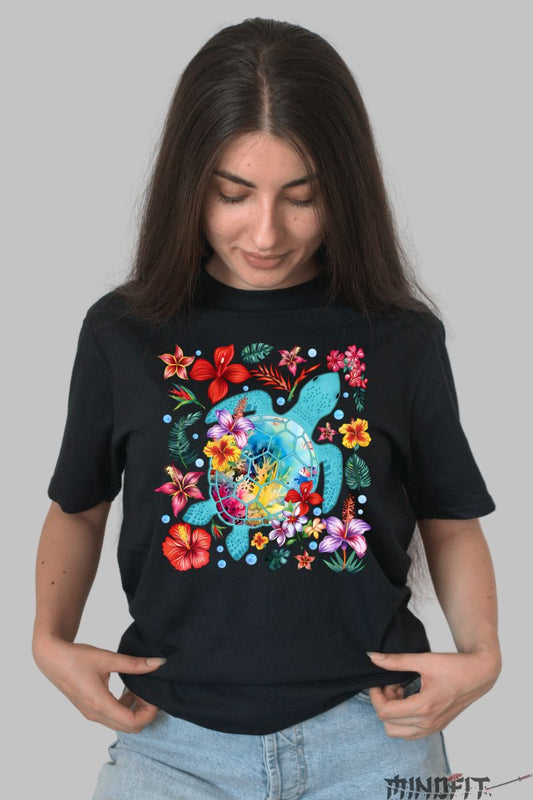 Tricou de vara – Tropical Turtle negru dama