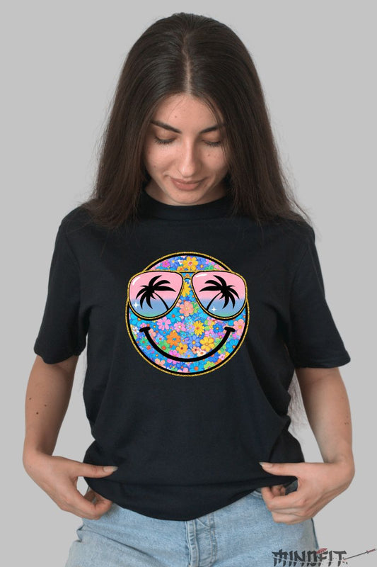 Tricou de vara – Zambet Tropical dama negru