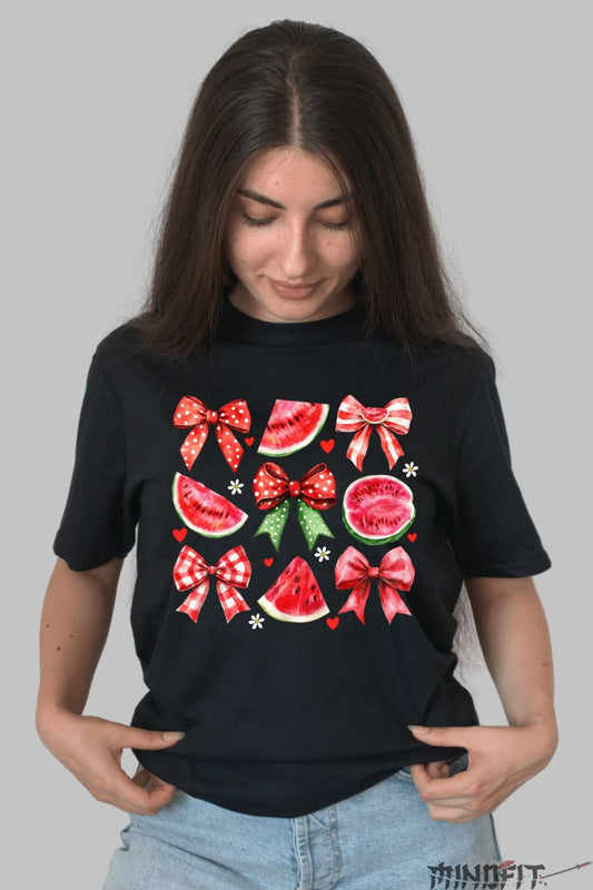 Tricou de vara cu Pepene si Fundite negru dama