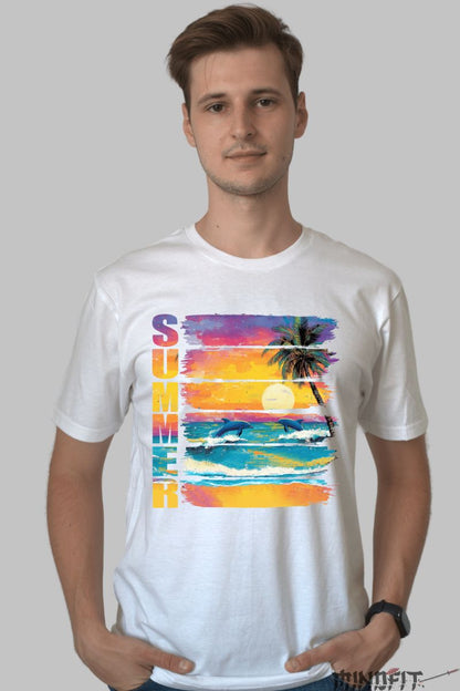 Tricou vara – Delfini la Apus barbat alb