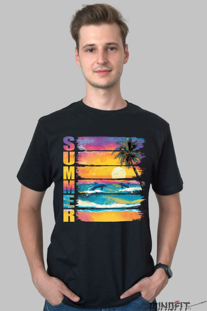 Tricou vara – Delfini la Apus barbat negru