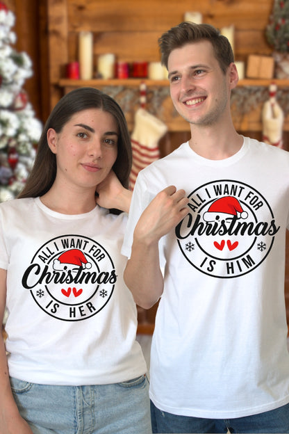 Set Tricouri Cupluri All I Want For Christmas cuplu