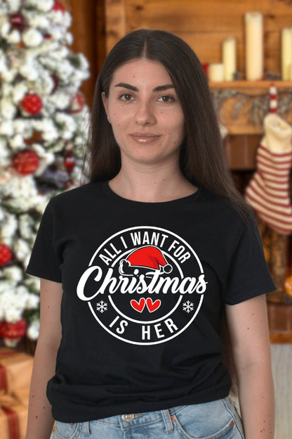 Set Tricouri Cupluri All I Want For Christmas dama negru