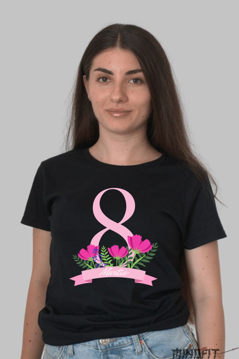 Tricou 8 Martie - Floare si Feminitate Dama Negru