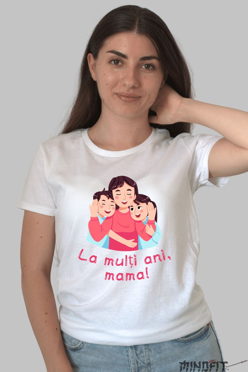 Tricou 8 Martie - Imbratisare cu Mama Dama Alb