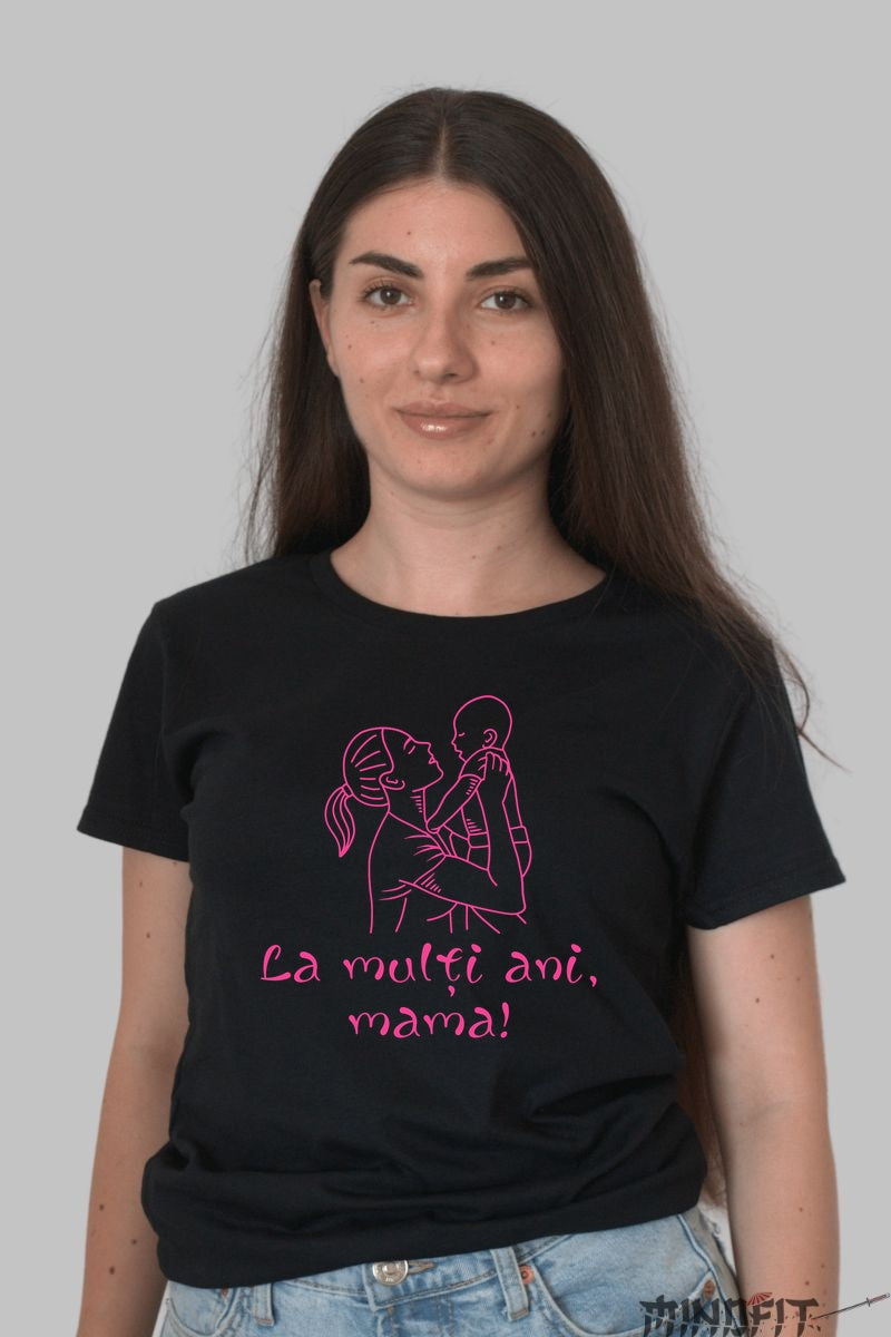 Tricou 8 Martie - Mama si Copilul in Roz Dama Negru