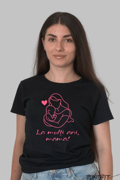 Tricou 8 Martie - Mama si Copilul in Roz Dama Negru