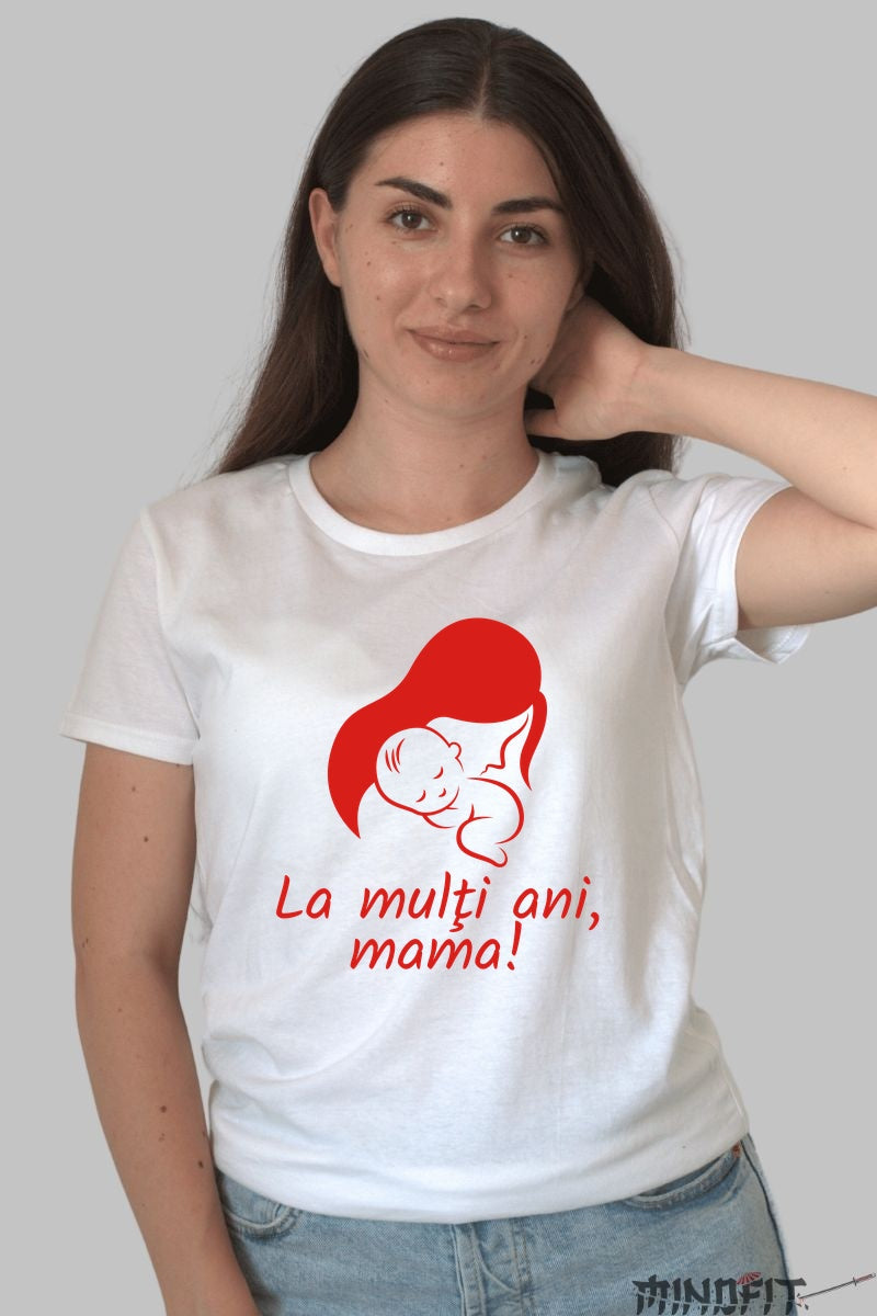 Tricou 8 Martie - Mama si Copilul Rosu Dama Alb