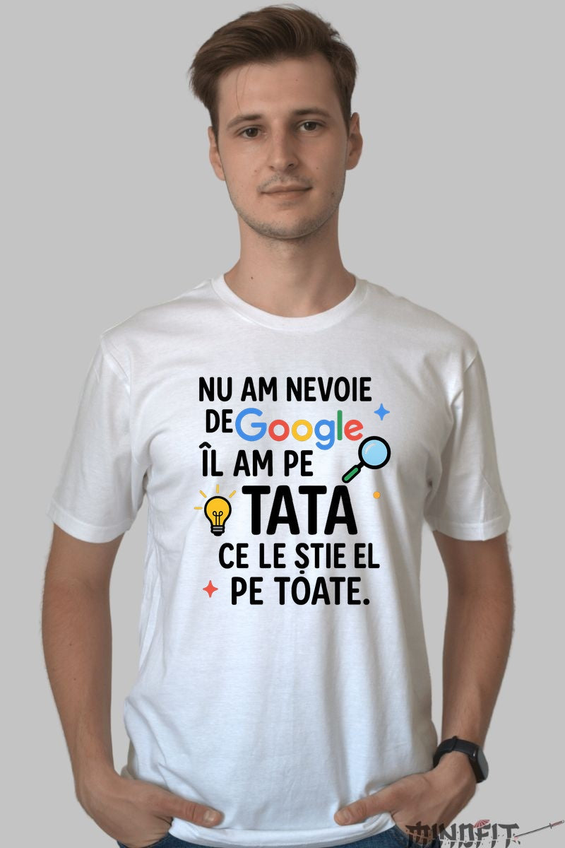 Tricou 8 Martie - Nu Am Nevoie de Google, O Am pe Mama Barbat Alb