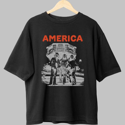 Tricou America Live Tour - Stil Retro Urban fata negru