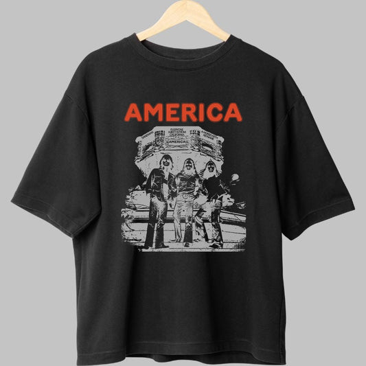 Tricou America Live Tour - Stil Retro Urban fata negru