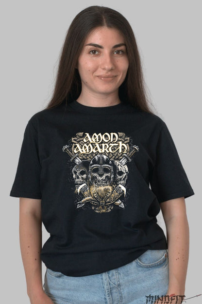 Tricou Amon Amarth - Viking Skull Legacy dama negru