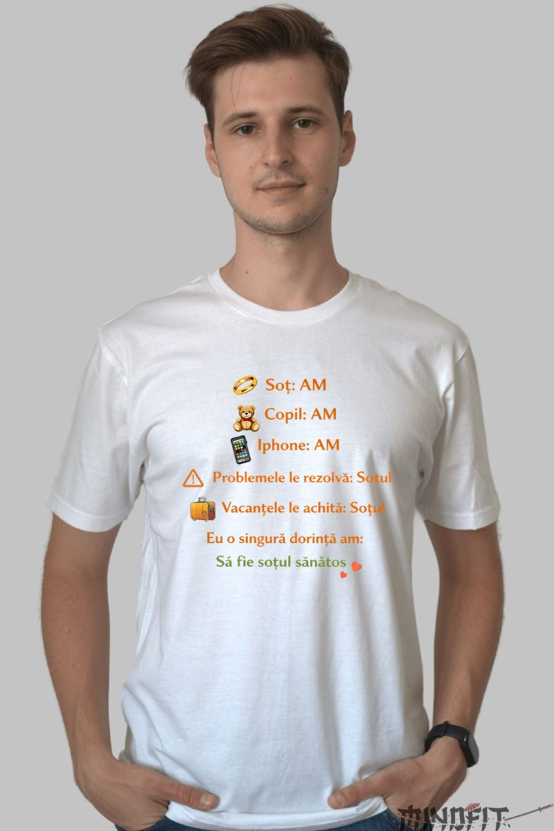 Tricou Amuzant Sa Fie Sotul Sanatos barbat alb