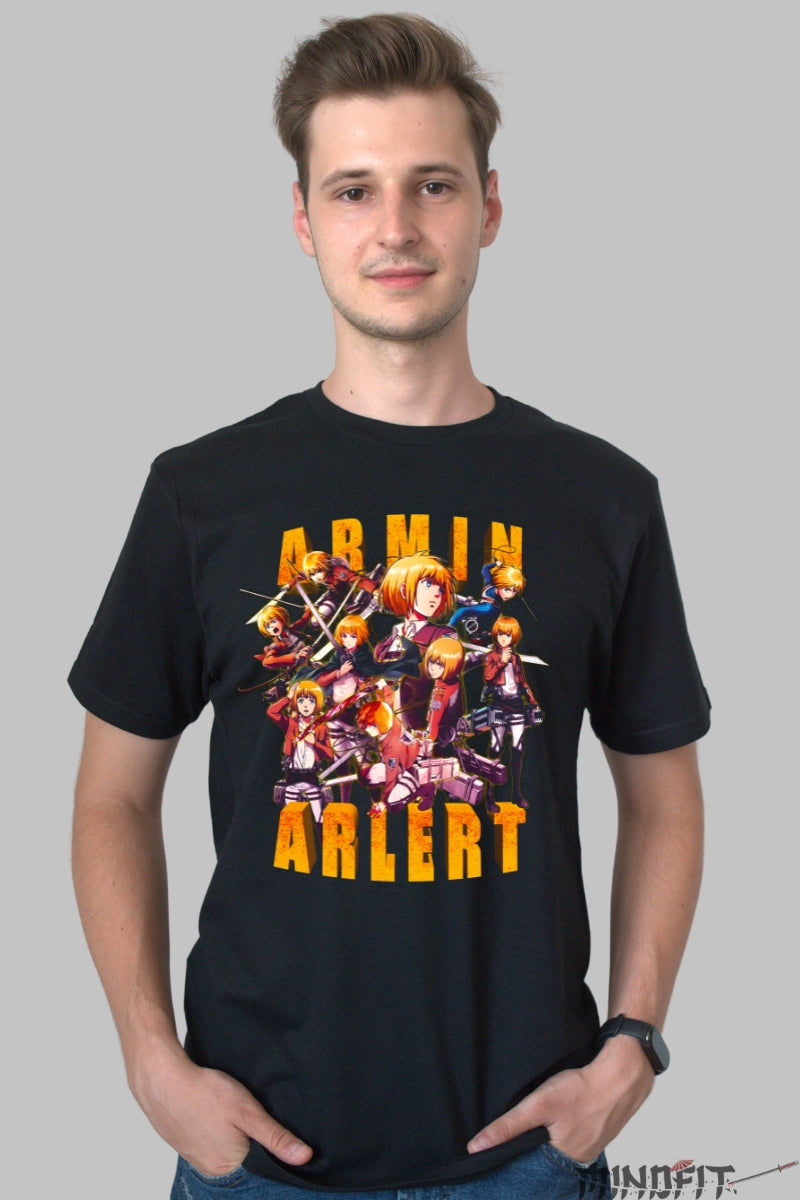Tricou Anime Attack on Titan - Armin Arlert Strategul Lumii Barbat Negru