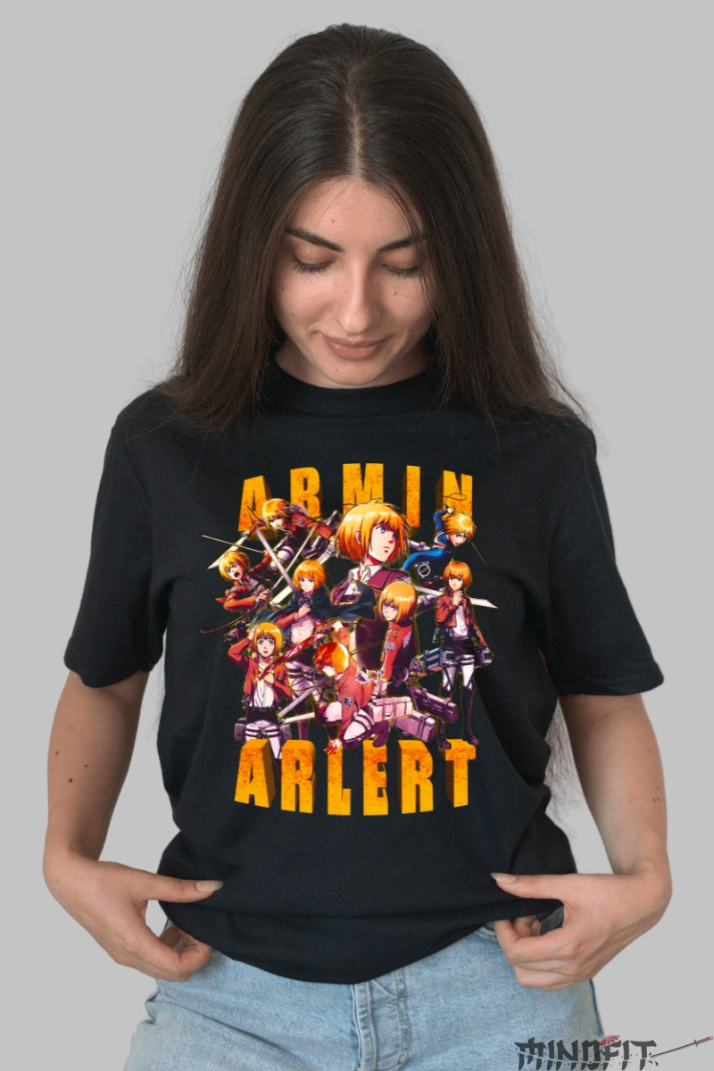 Tricou Anime Attack on Titan - Armin Arlert Strategul Lumii Dama Negru