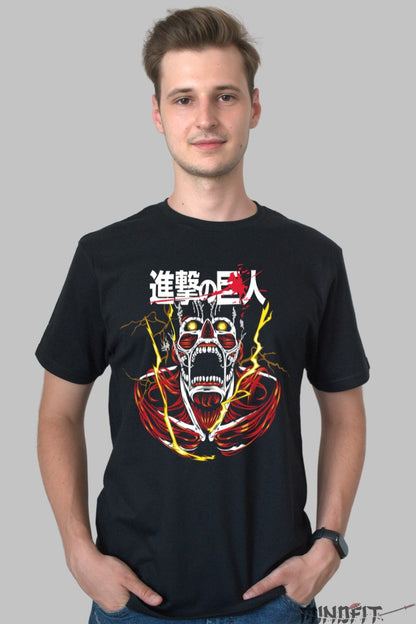 Tricou Anime Attack on Titan - Colossal Titan Descatusat Barbat Negru