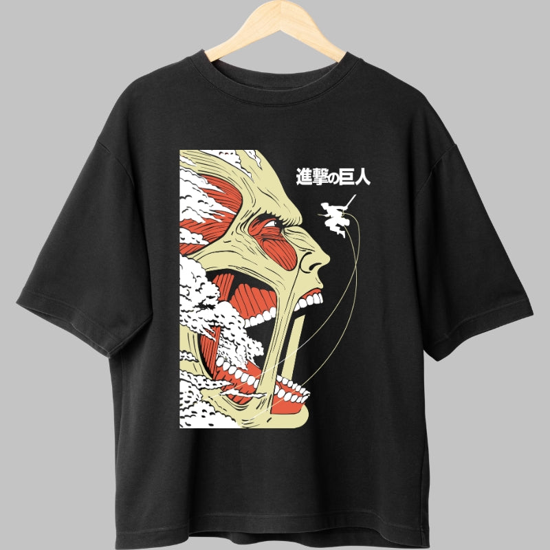Tricou Anime Attack on Titan - Colossal Titan in Asalt Exploziv Fata