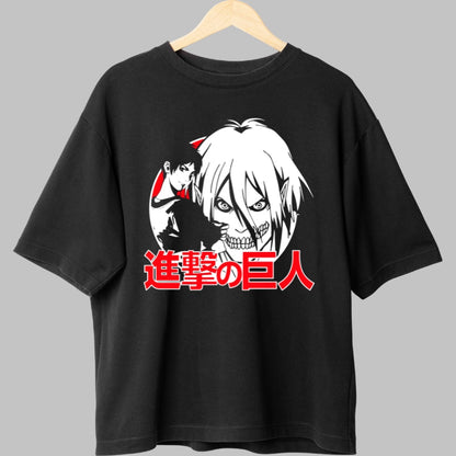 Tricou Anime Attack on Titan - Eren si Titanul Femela in Confruntare Fata
