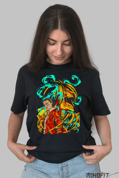 Tricou Anime Attack on Titan - Eren si Titanul Primordial Dama Negru