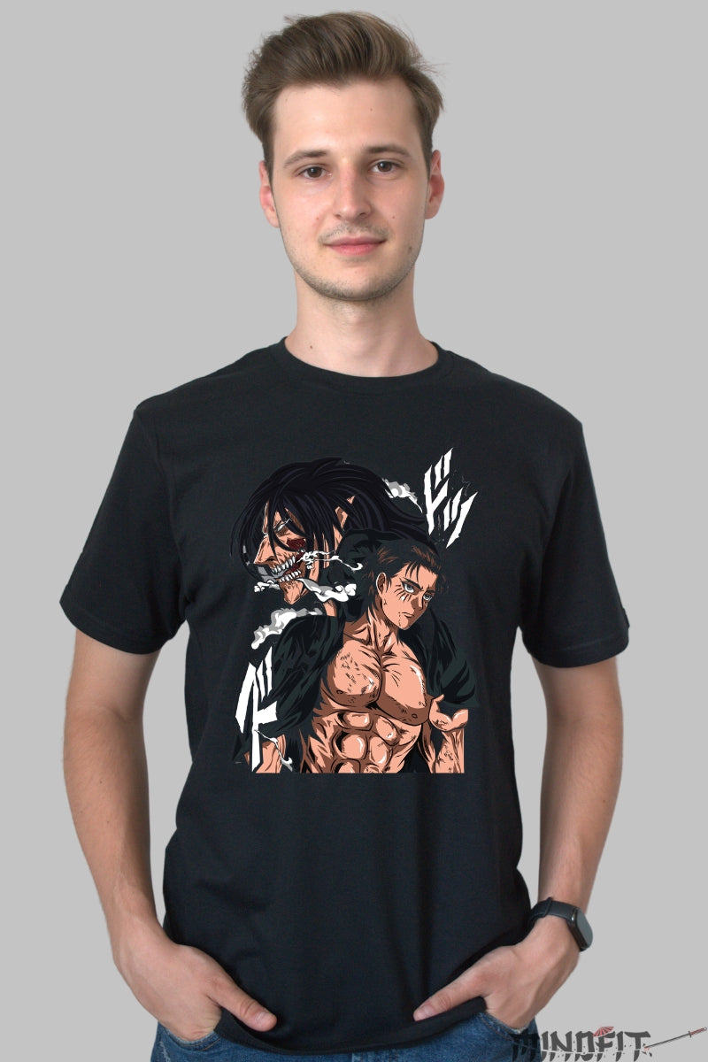 Tricou Anime Attack on Titan - Eren Titanul Eliberarii Barbat Negru