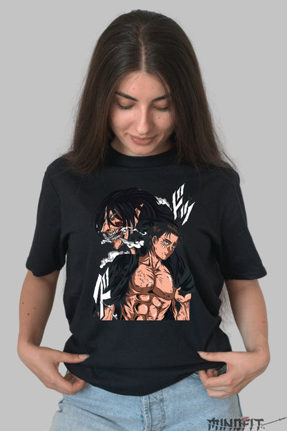 Tricou Anime Attack on Titan - Eren Titanul Eliberarii Dama Negru