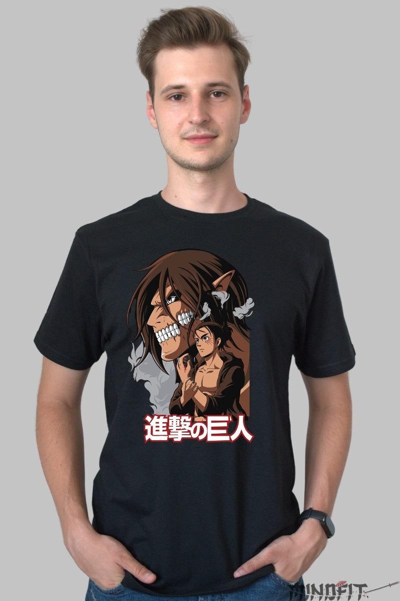 Tricou Anime Attack on Titan - Eren Titanul Eliberarii Barbat Negru