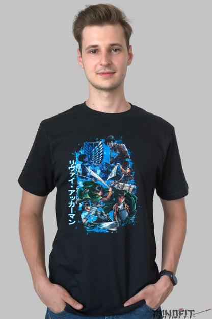 Tricou Anime Attack on Titan - Levi Sabia Fulgere Barbat Negru