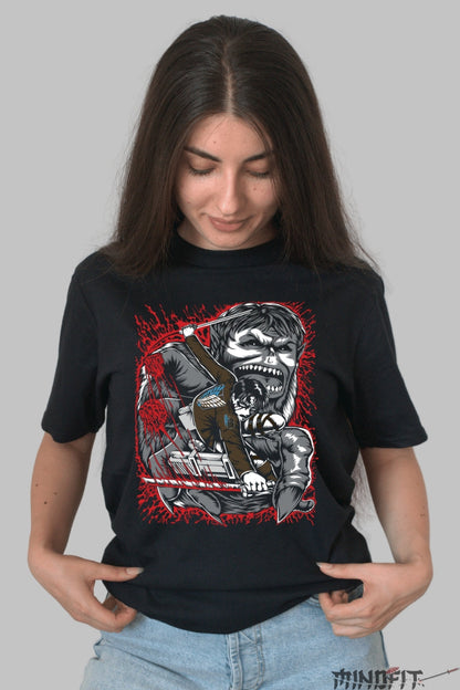 Tricou Anime Attack on Titan - Levi vs Tiranul Bestial Dama Negru