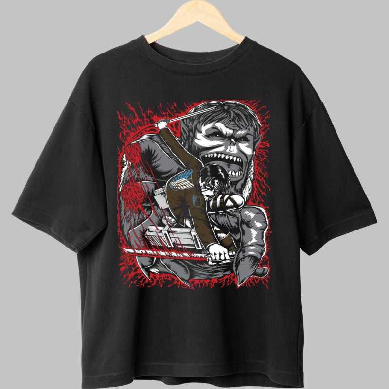 Tricou Anime Attack on Titan - Levi vs Tiranul Bestial Fata