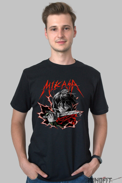 Tricou Anime Attack on Titan - Mikasa Lama Fulgeratoare Barbat Negru