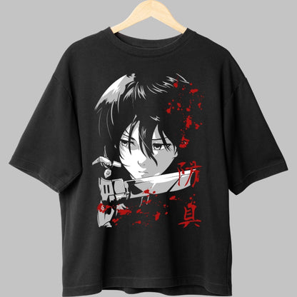 Tricou Anime Attack on Titan - Privirea Mortii cu Lama in Mana Fata