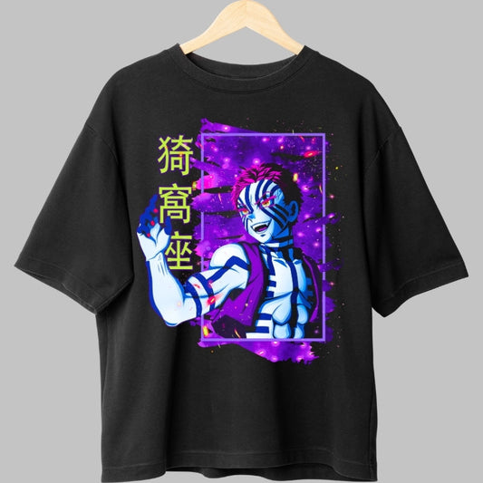 Tricou Anime Demon Slayer - Akaza Demon Form Aura fata